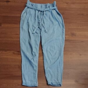 Paper Bag Belted Denim Jeans